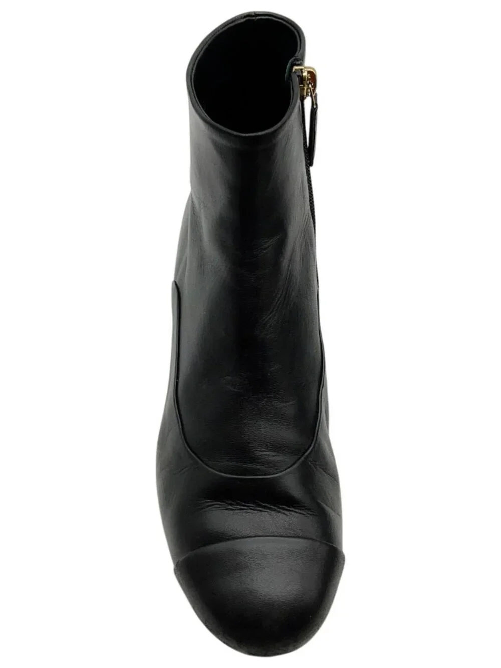 Chanel Black Leather Ankle Boots with Pearl Embellished Heel